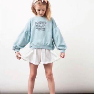 Sunshine Flower Market Kids Blue Sweatshirt by Tocoto Vintage